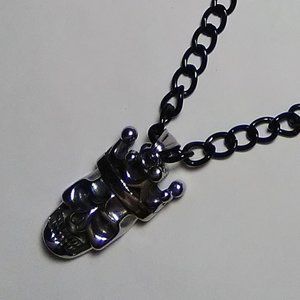 Gothic Silver-Plated Skull with Black Chain Choker/Necklace